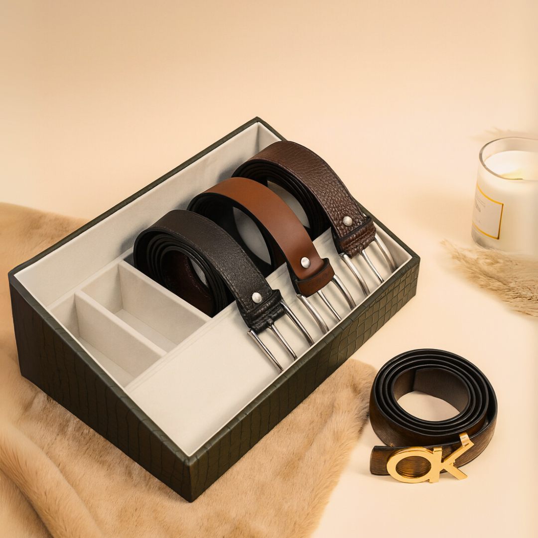 5 Slot Luxury Vegan Leather Belt Tray