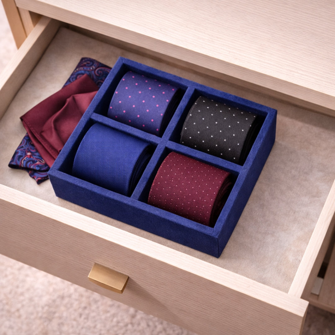 4 Slot Tie & Pocket Square Tray