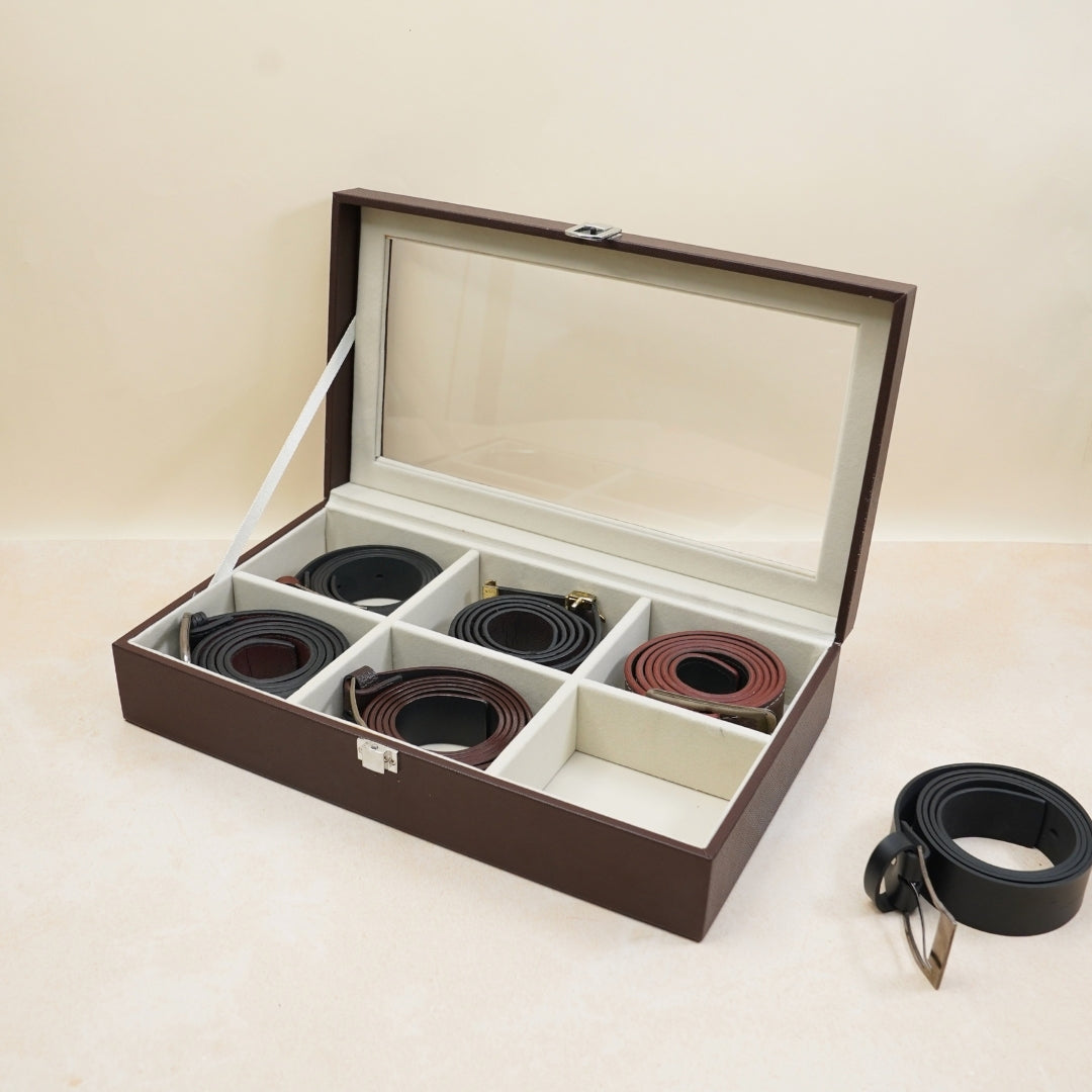 TBT Belt Organiser Box With Glass Top