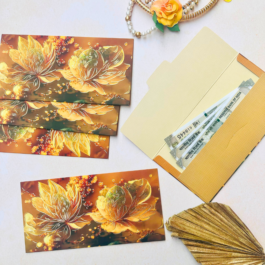 Floral Gold Printed Money Covers – La Trove.