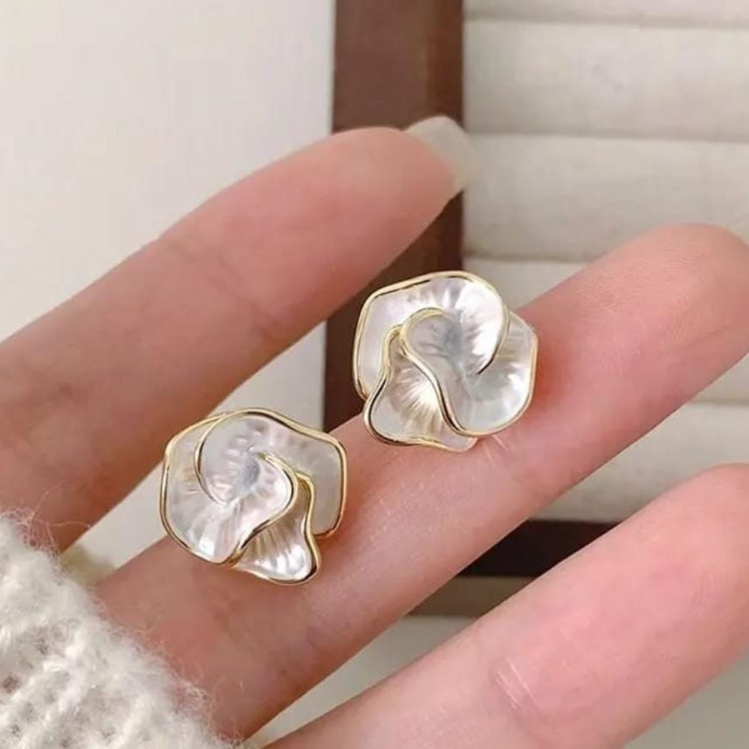 Floral Pearl Earrings – Elegant design by La Trove.