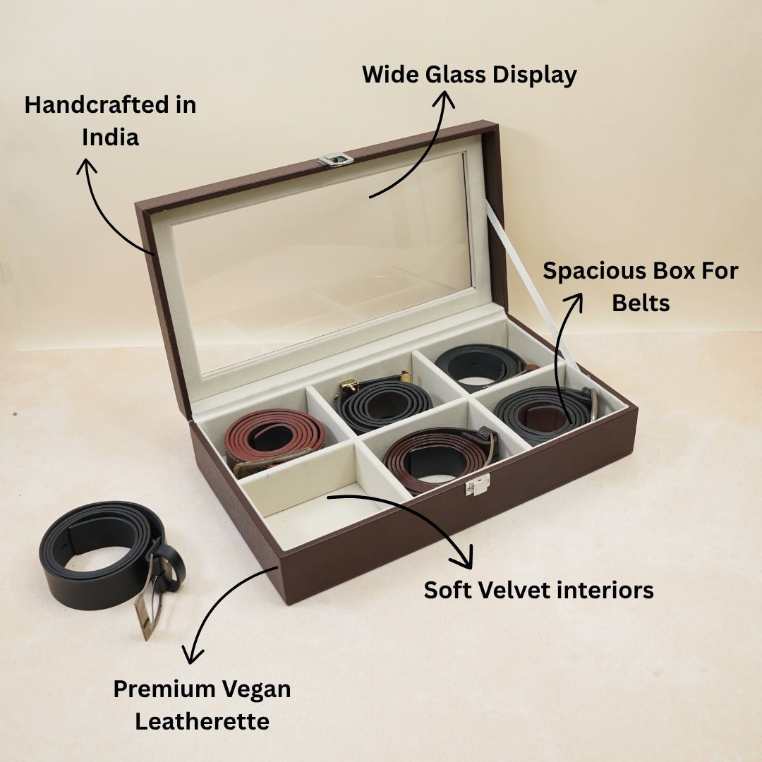 TBT Premium Brown Belt Organiser – with Glass Top