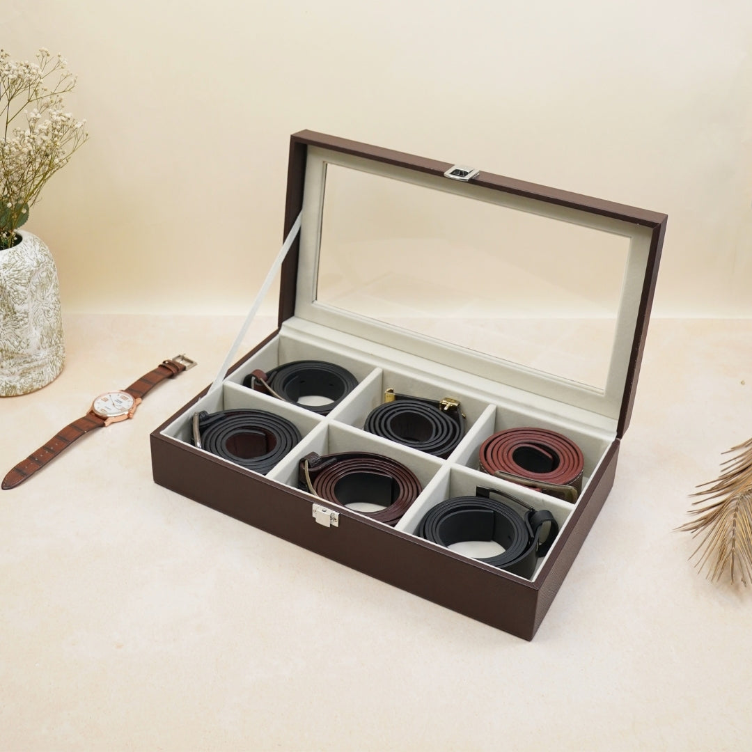 TBT Belt Organiser Box With Glass Top