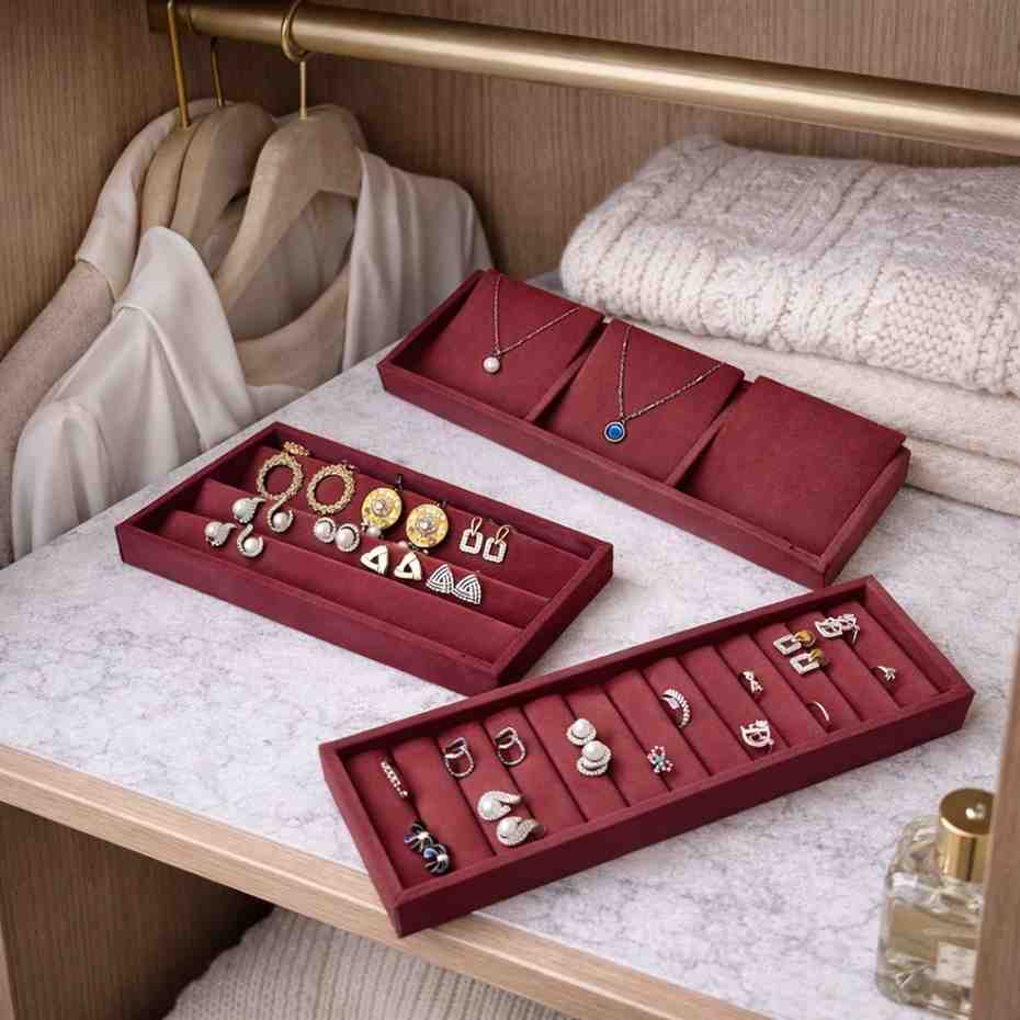 Jewellery Storage Tray Combo – Ring, Necklace & Earring Organiser