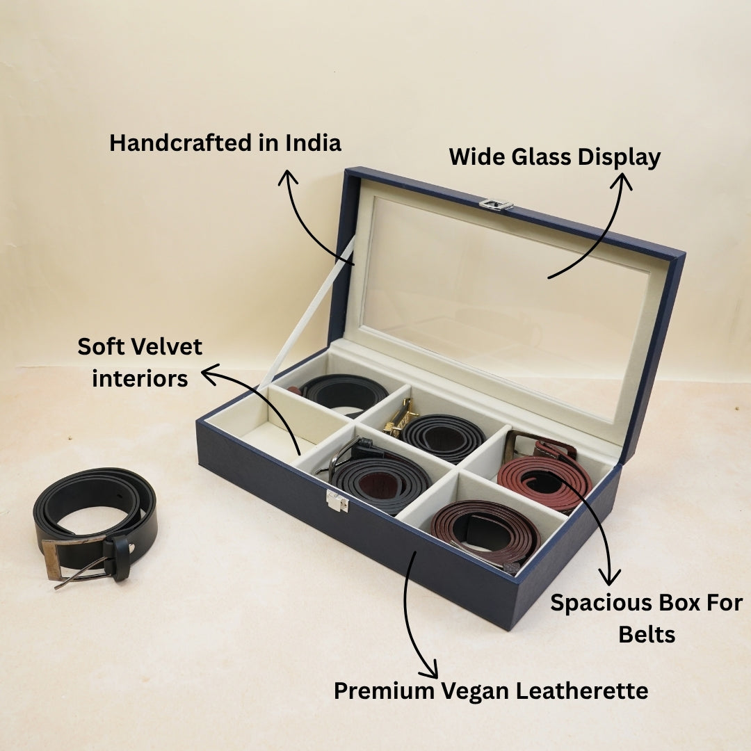 TBT Belt Organiser Box With Glass Top