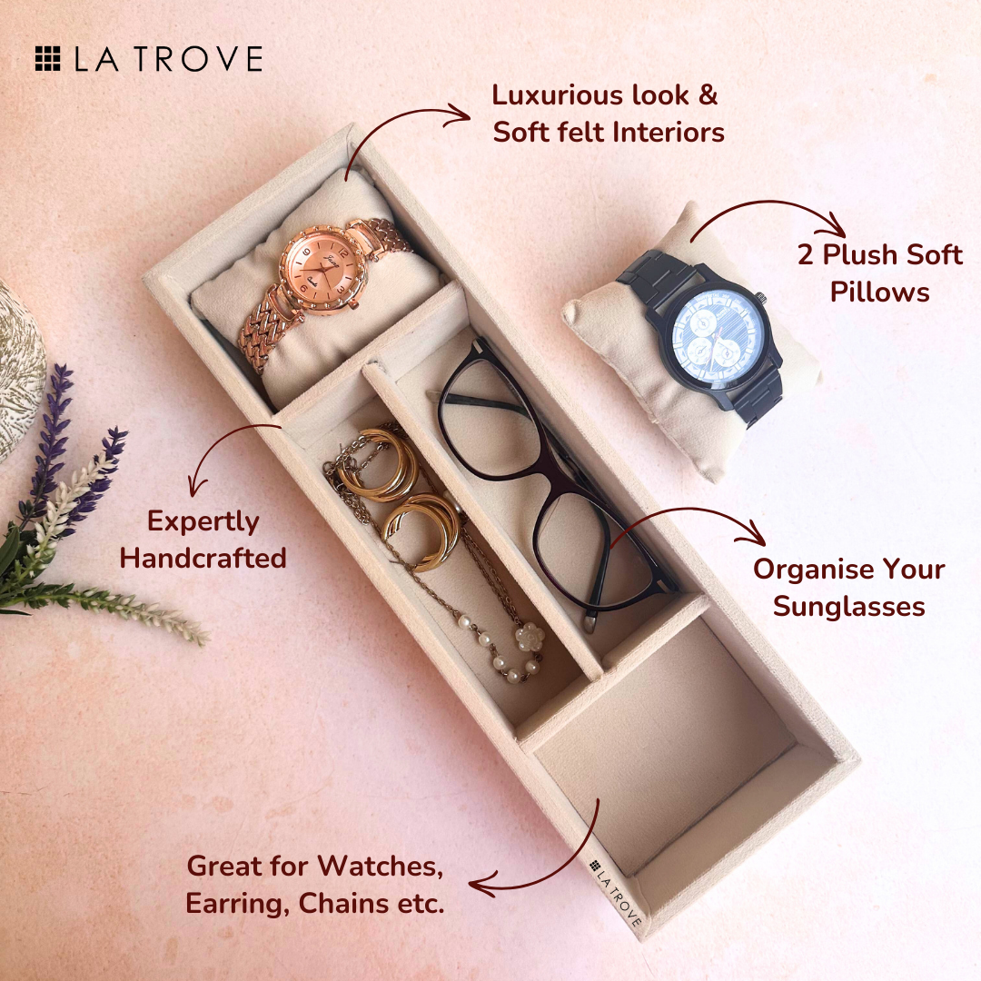 2 Slot Watch & Sunglass Organiser Tray (Sleek)