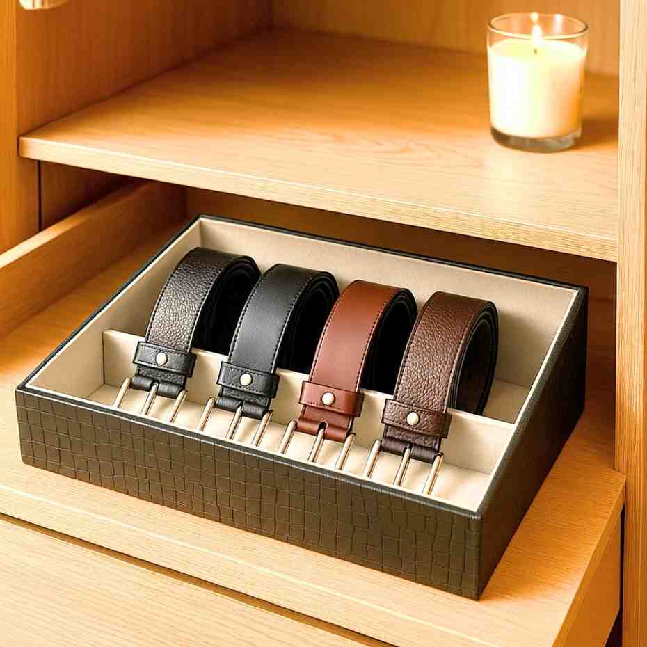 5 Slot Luxury Vegan Leather Belt Tray