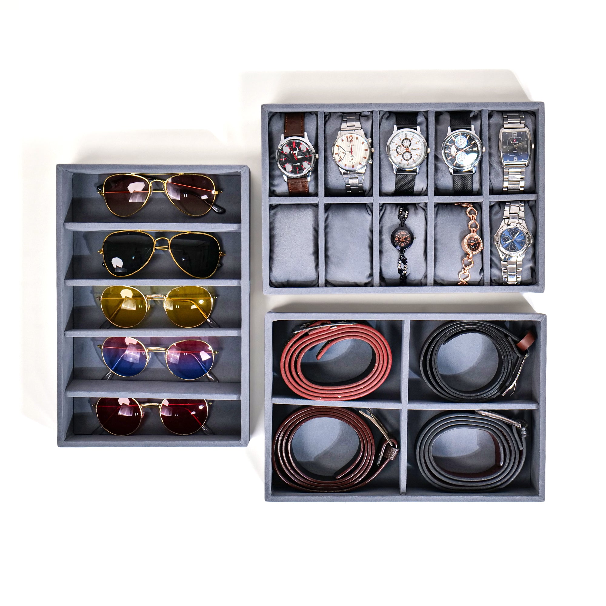 Combo of Watch, Sunglass & Belt Organizer Trays