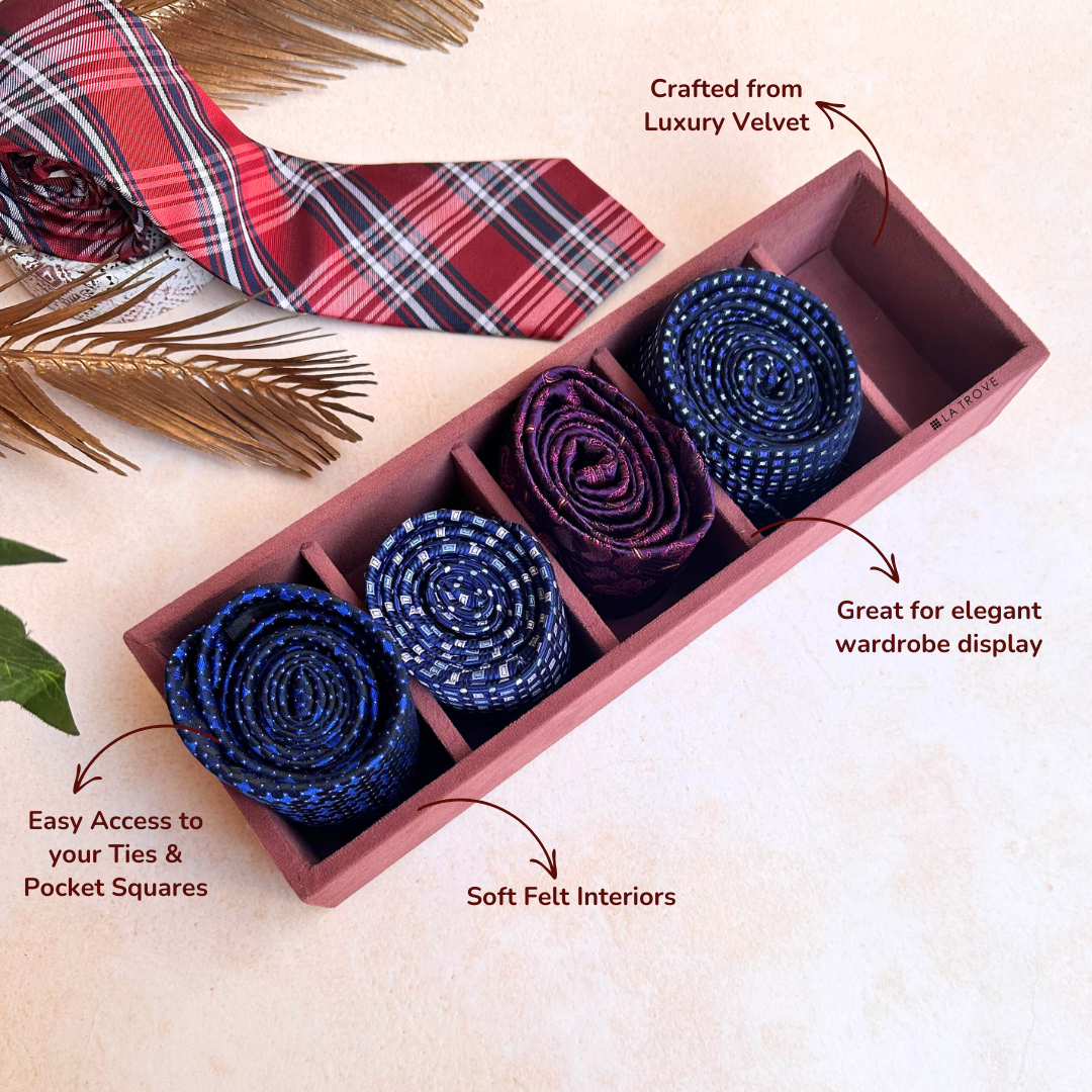 5 Slot Tie & Pocket Square Tray