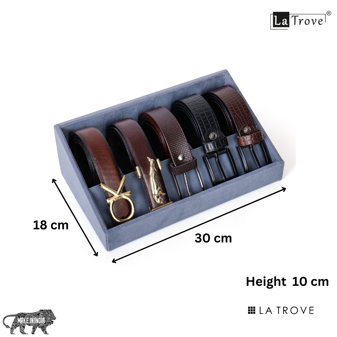 5 Slot Luxury Velvet Belt Tray