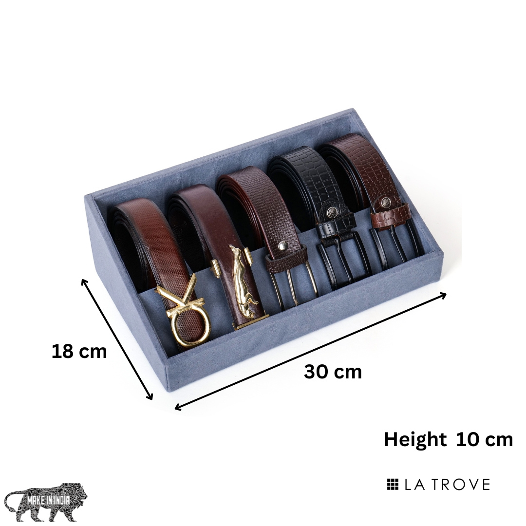 5 Slot Luxury Velvet Belt Tray