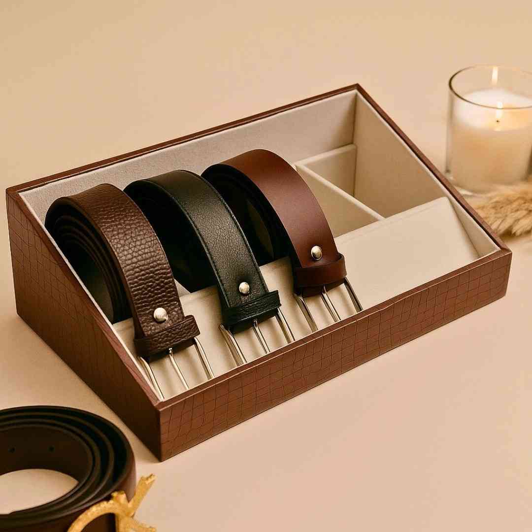 5 Slot Luxury Vegan Leather Belt Tray