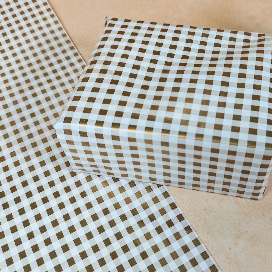 Golden Checks Packing Paper