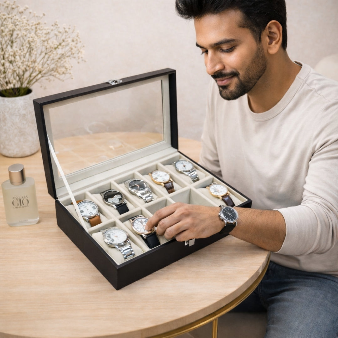 TBT 10 Slot Watch Box With Glass Top