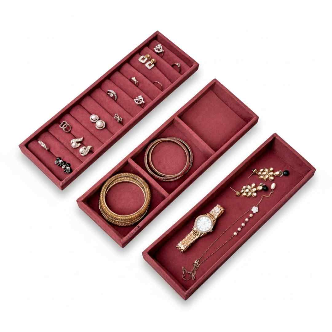 Jewellery Tray Combo Ring, 3 Grid & Plain Organizer