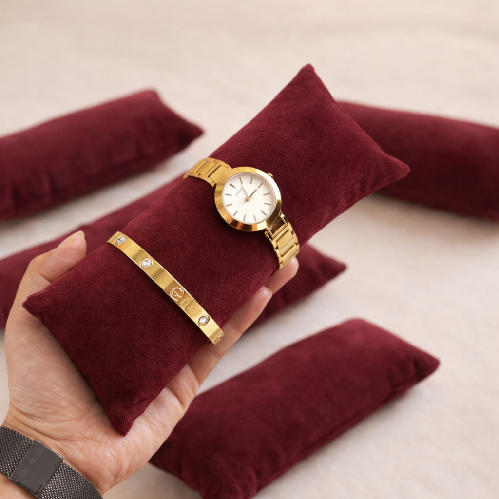 La Trove Luxury Long Velvet Pillow Inserts for Bracelets & Jewellery Organizer Pillows