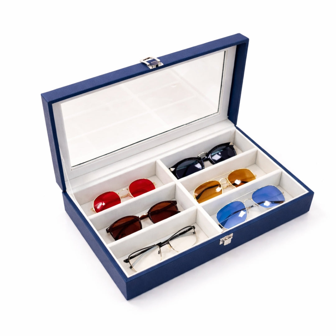 TBT 6-Slot Sunglass Organiser Box with Glass Top