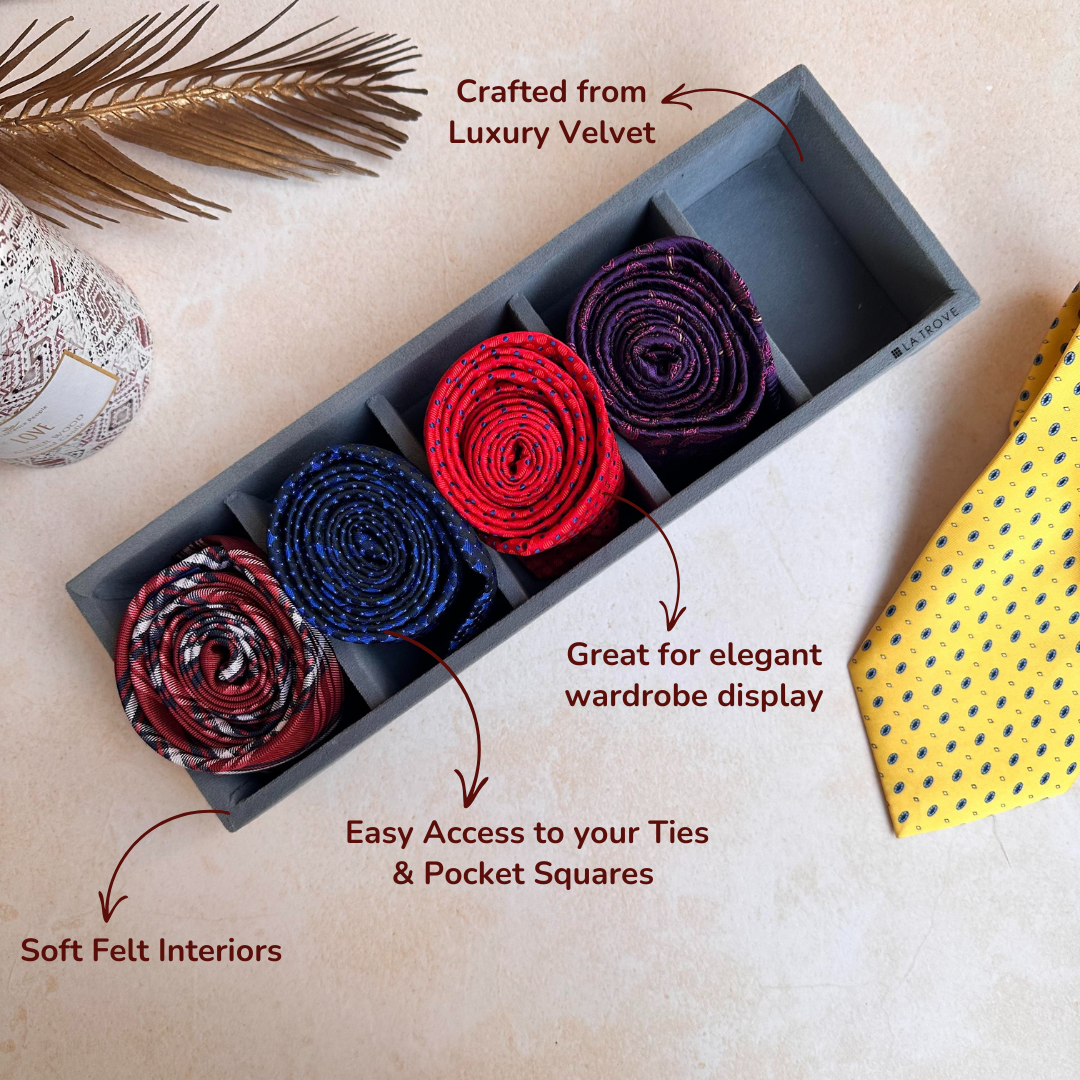 5 Slot Tie & Pocket Square Tray