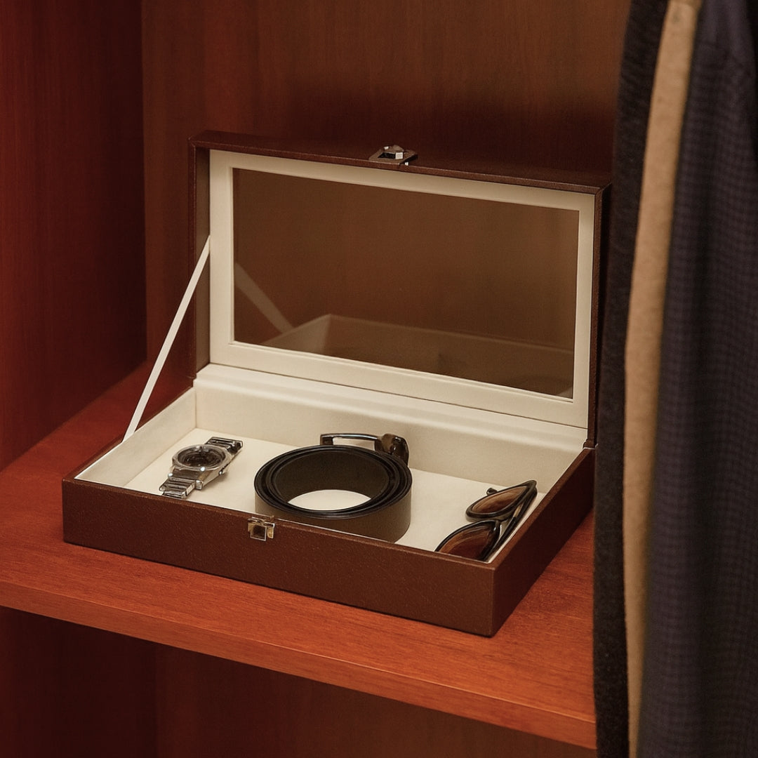 Plain Jewellery & Accessory Organiser Box with Glass Lid