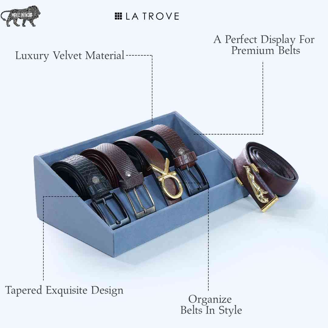 5 Slot Luxury Velvet Belt Tray