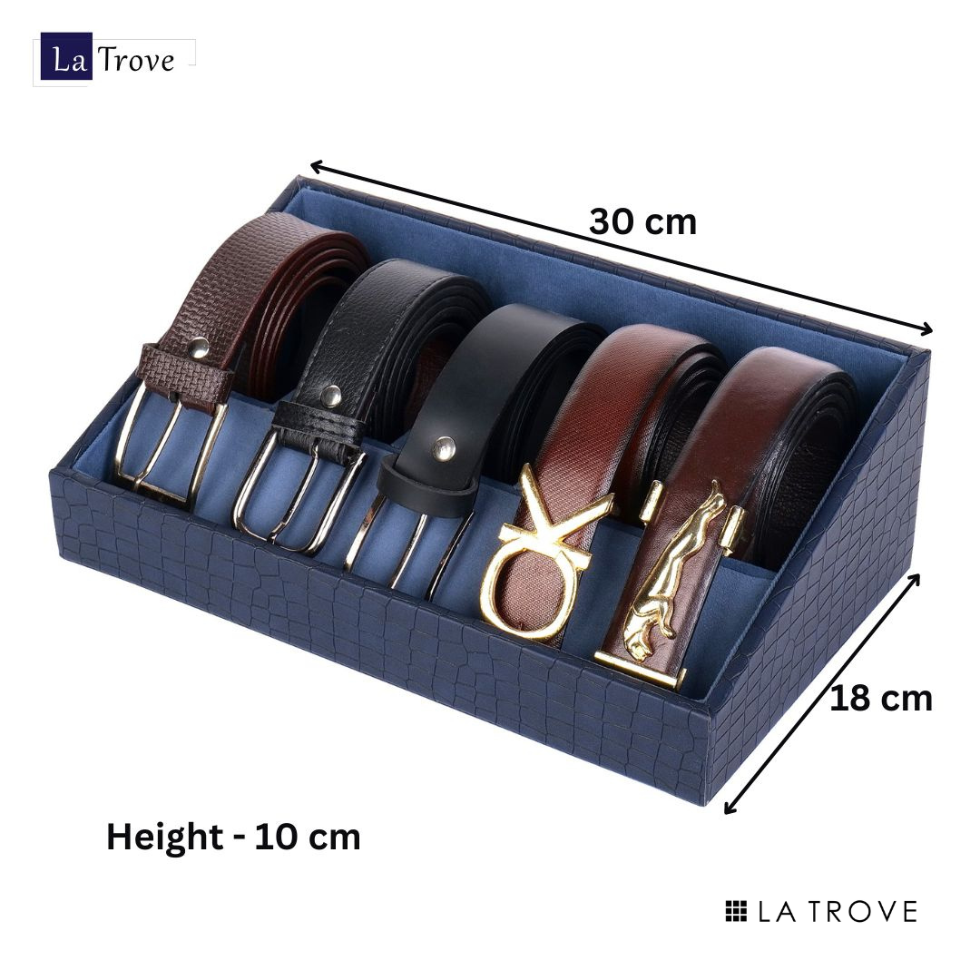5 Slot Luxury Vegan Leather Belt Tray