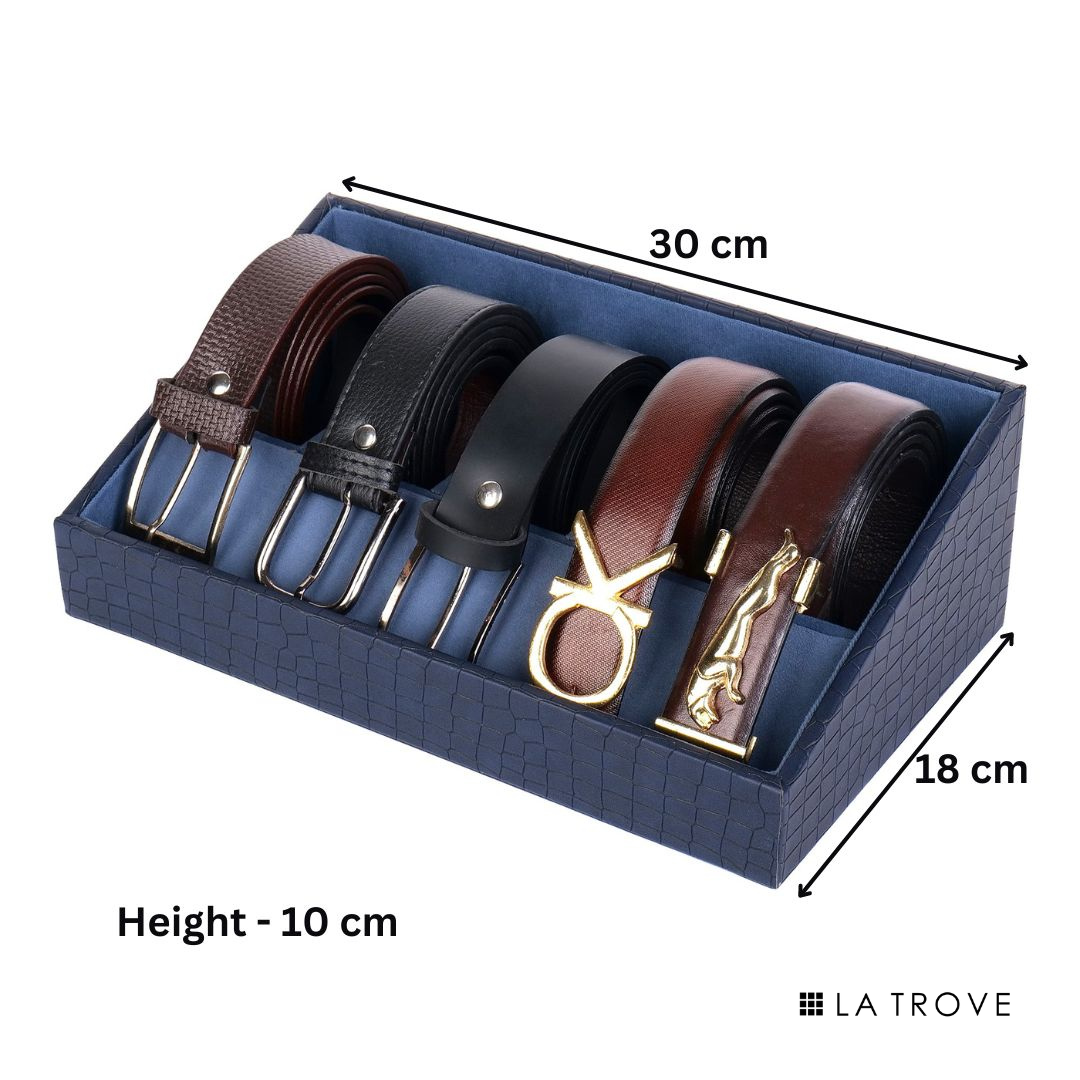 5 Slot Luxury Vegan Leather Belt Tray