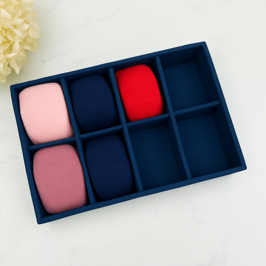 Blue 8 Slot Socks Organiser Tray – Elegant Wardrobe Organiser Box by Latrove.