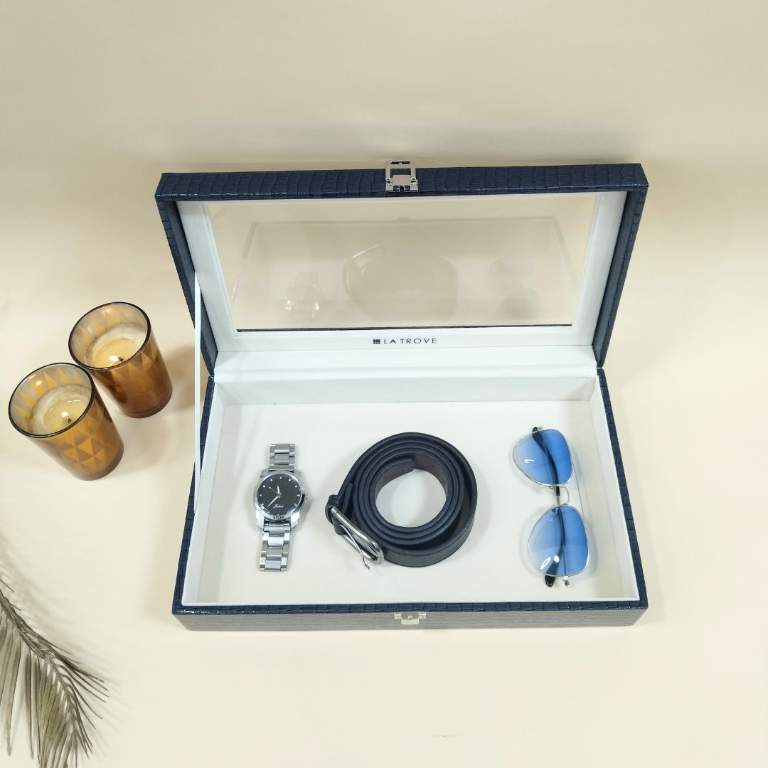 Plain Jewellery & Accessory Organiser Box with Glass Lid