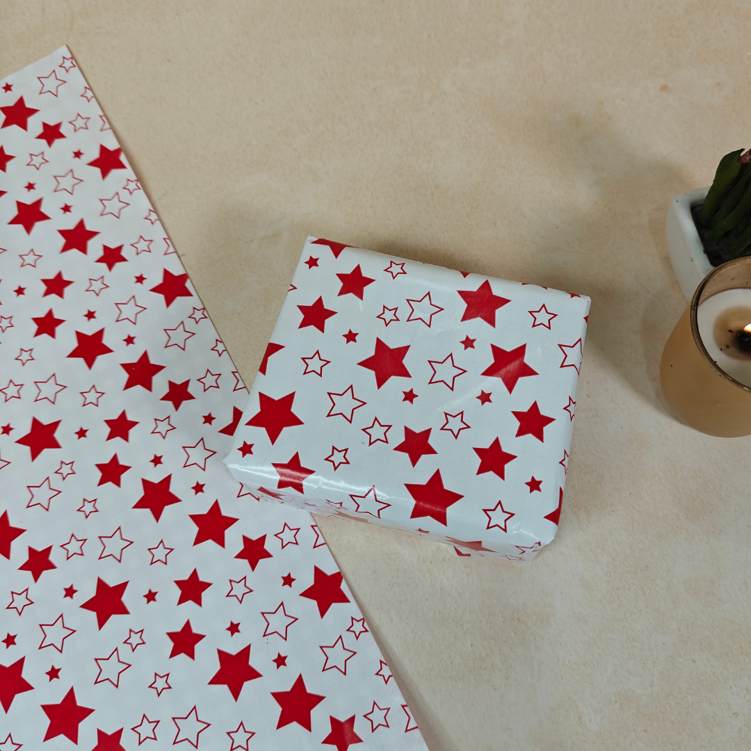 Stars Red Dual Packing Paper