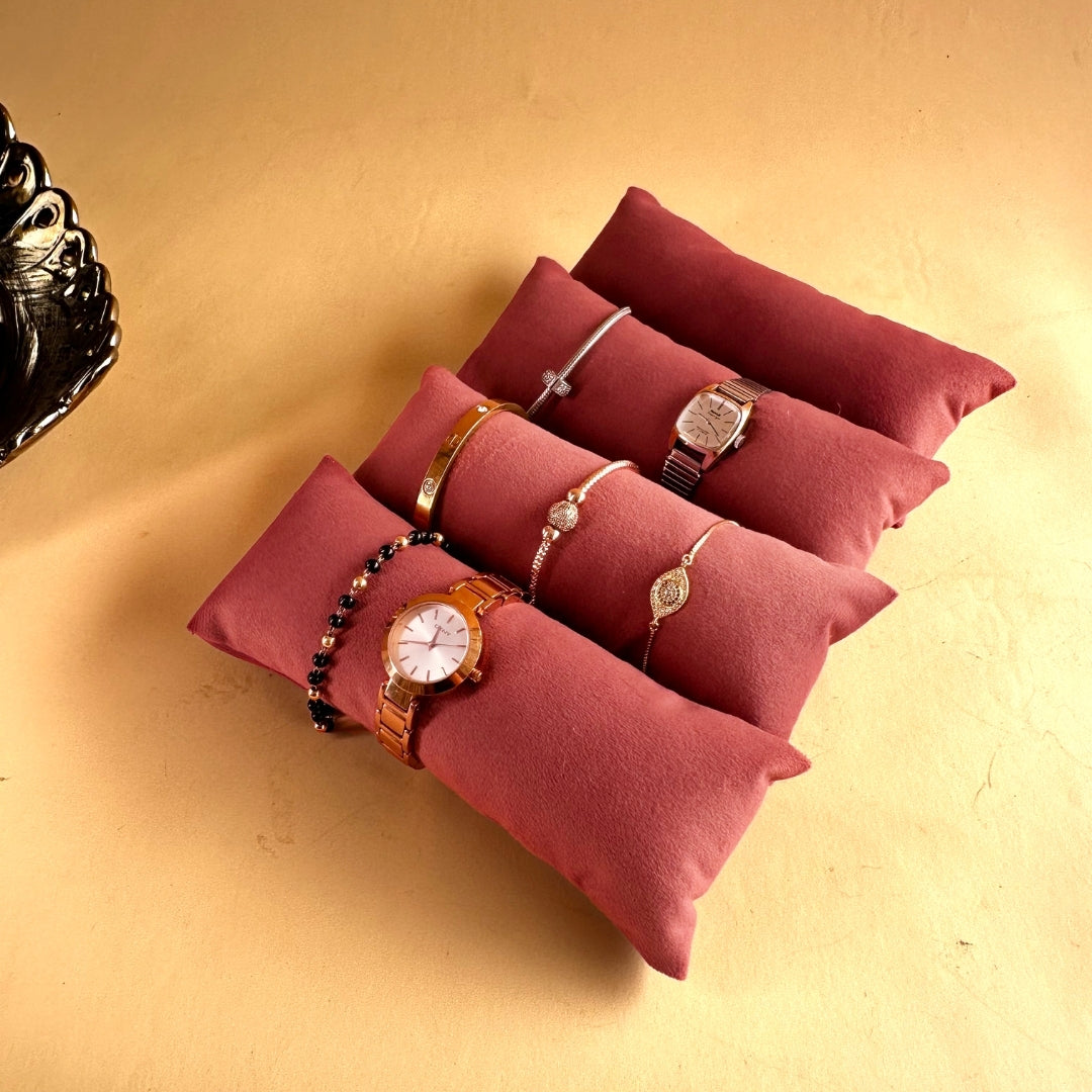 Pack of 3 Long Velvet Pillow Set – Watch, Bangle & Bracelet Trays