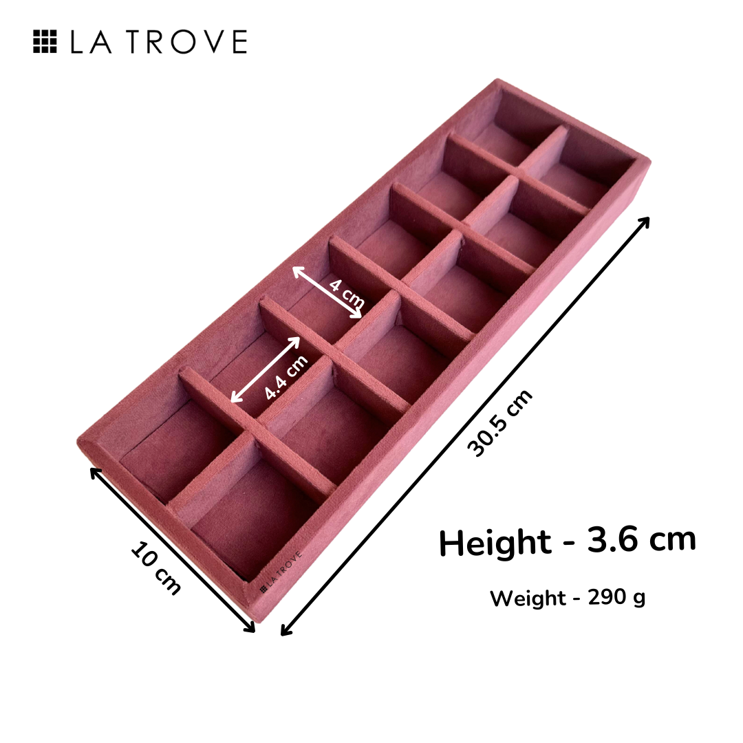Dark pink 12 grid sleek tray organizer for small accessories