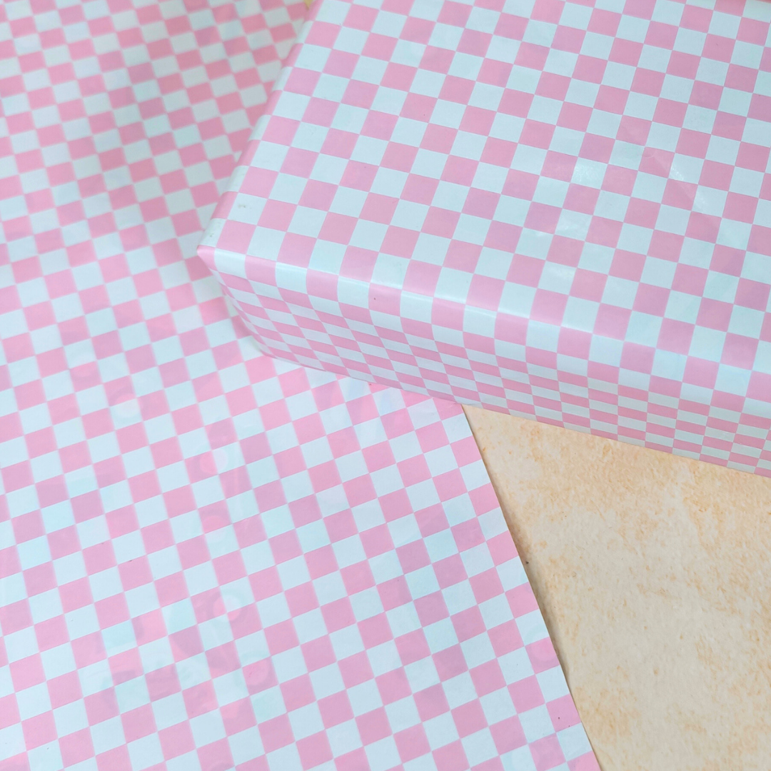 Pink Check Dual Packing Paper