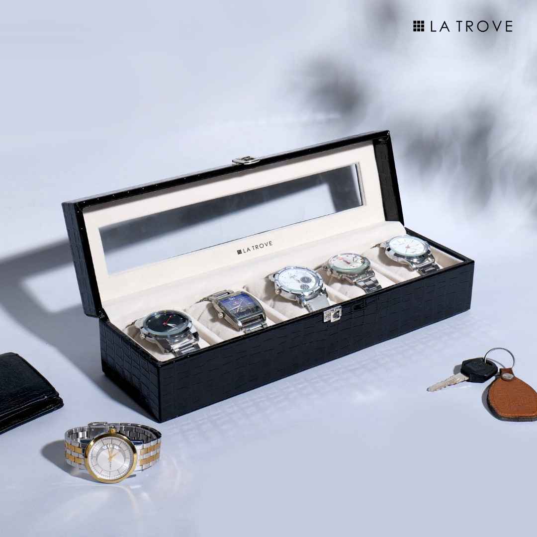 5 Slot Watch Box (With Glass Top)