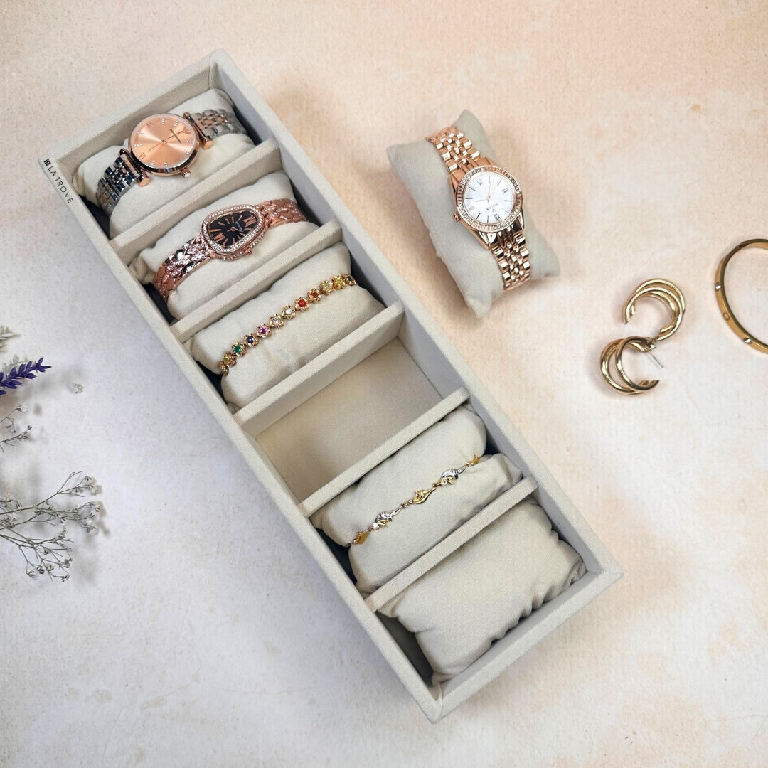 6 Slot Watch & Bracelet Tray in Cream – La Trove.