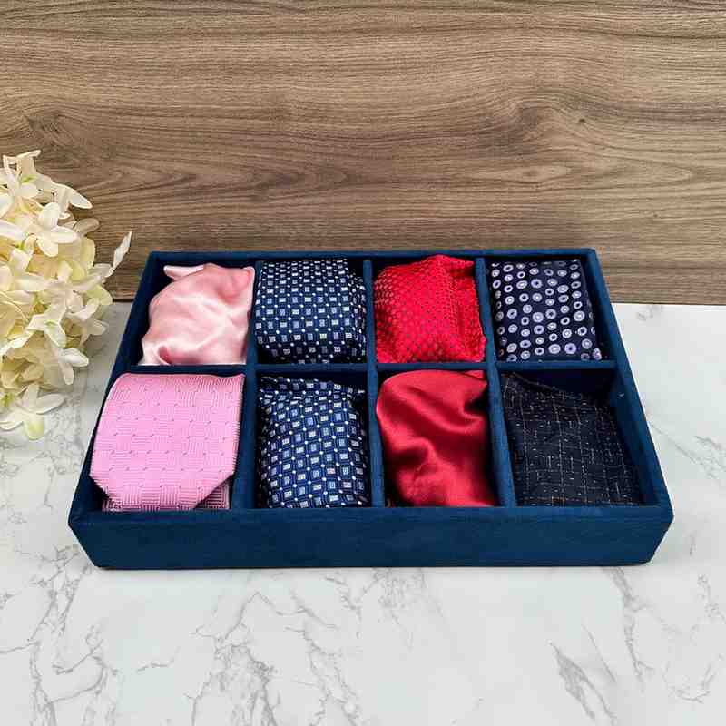 8 Slot Tie & Pocket Square Tray