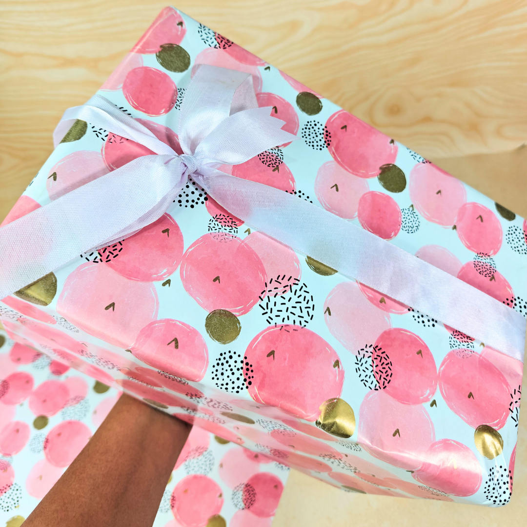 Pink Bubbles Packing Paper