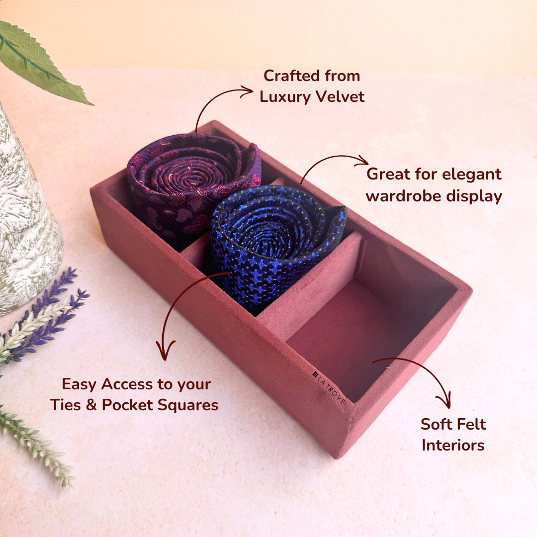 3 Slot Mini Tie & Pocket Square Tray