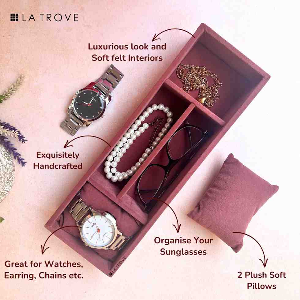 2 Slot Watch & Sunglasses Organizer Tray (Sleek)