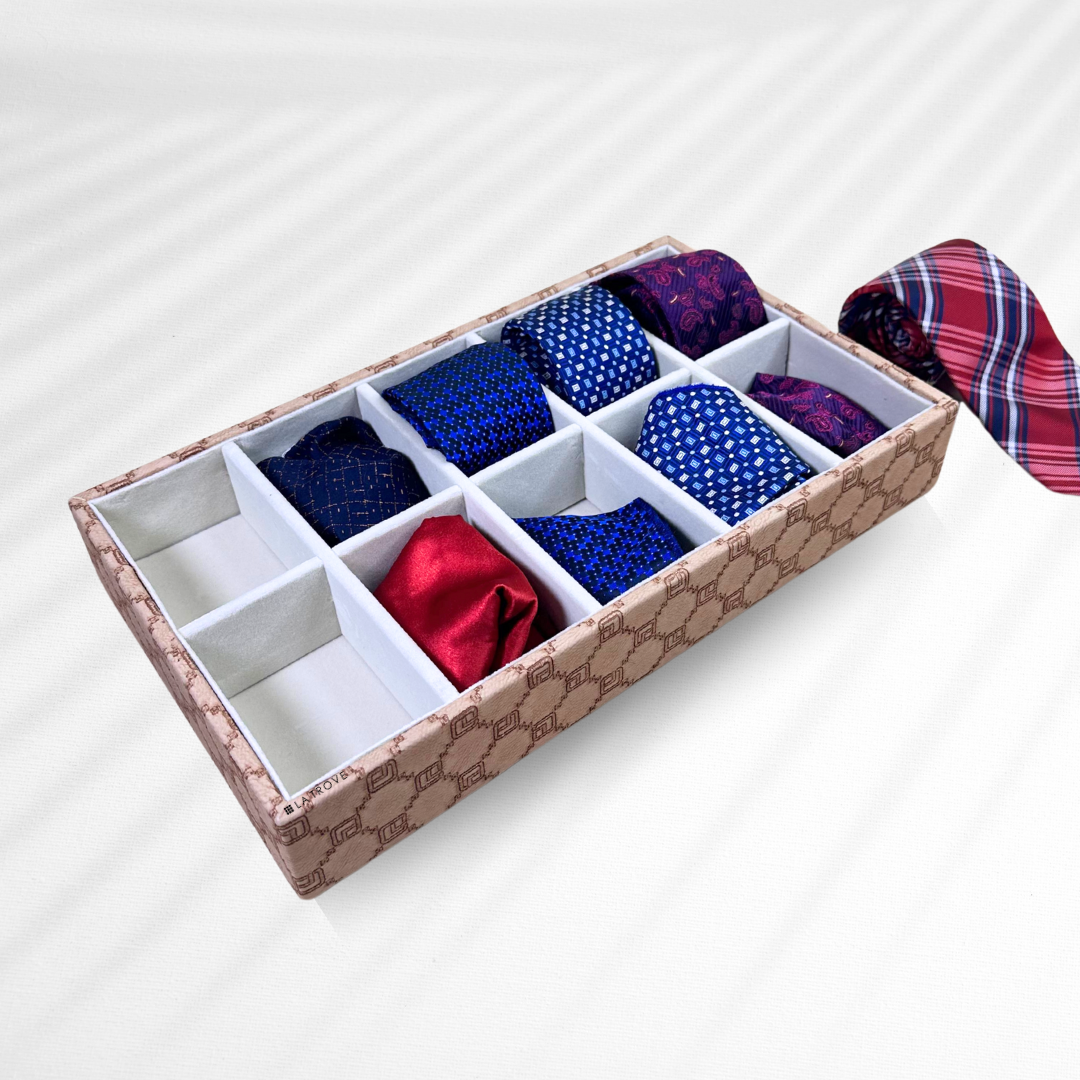 Designer 10-Slot Tie & Pocket Square Organiser Tray