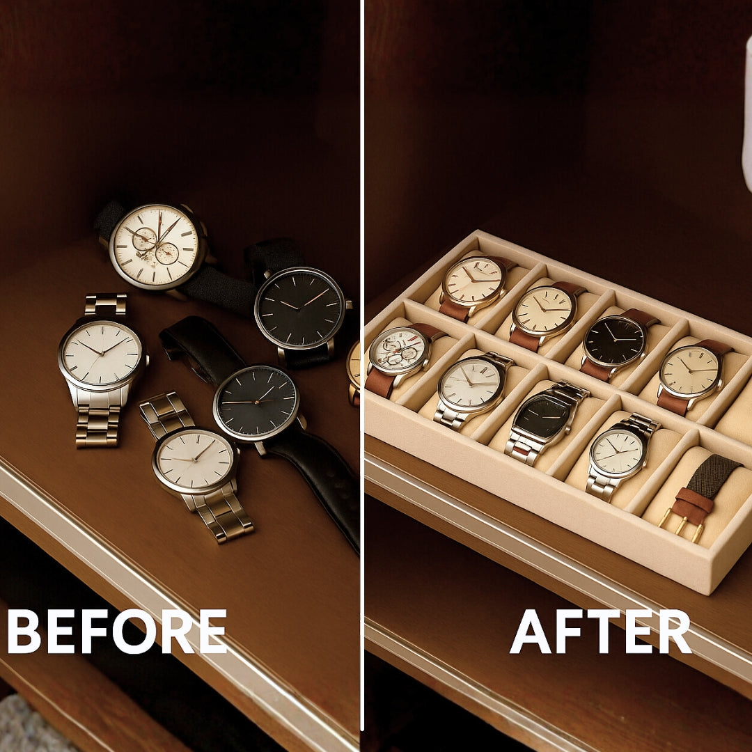 La Trove TBT Watch Tray (Before vs After) – Sleek & Durable 10-Slot Watch Display