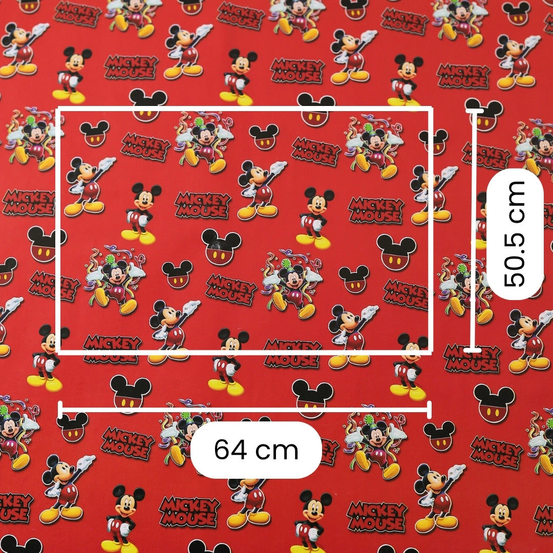 Mickey Mouse wrapping paper for kids’ birthday gifts.