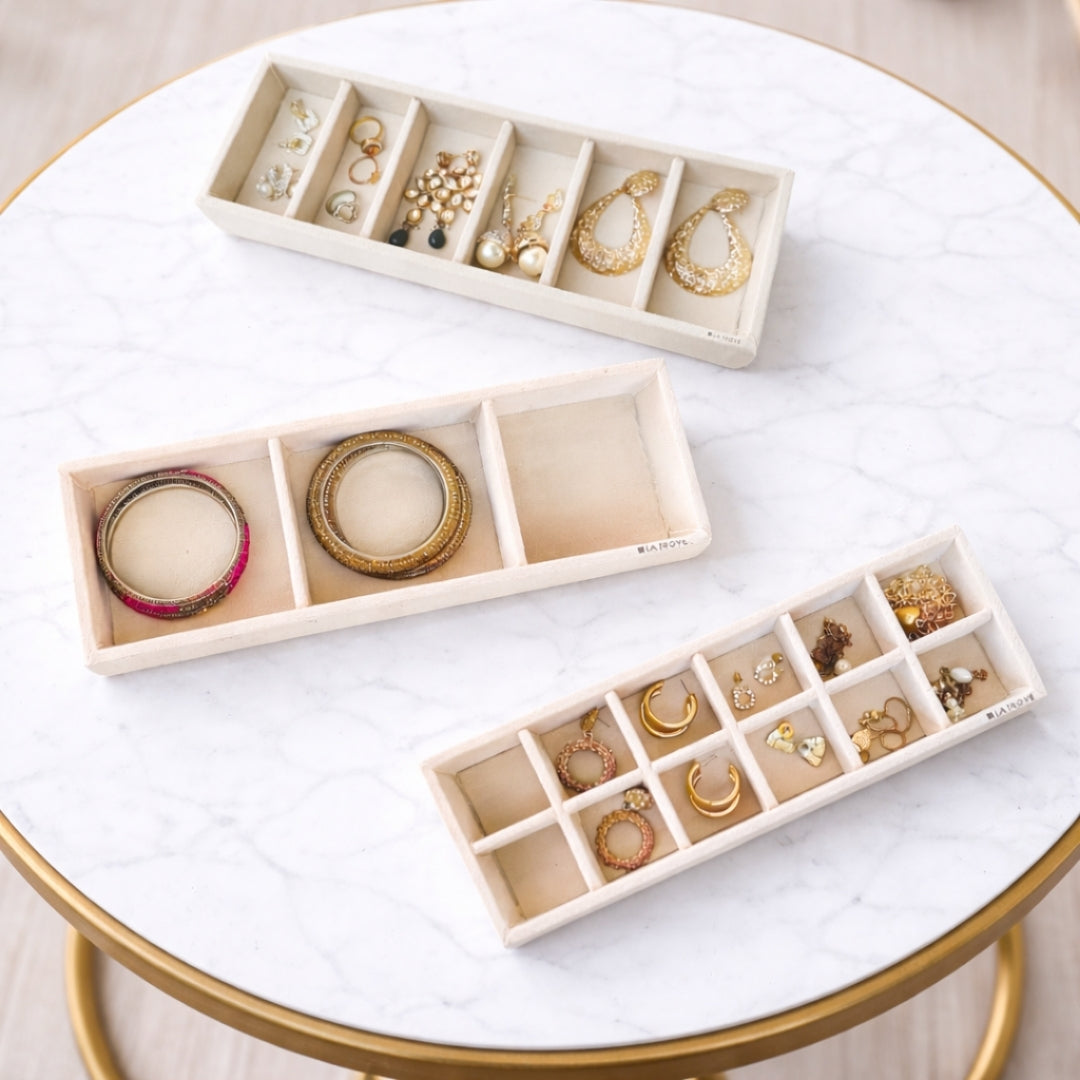 multi-grid jewellery organiser set 12 6 3 grid trays for rings earrings necklaces.