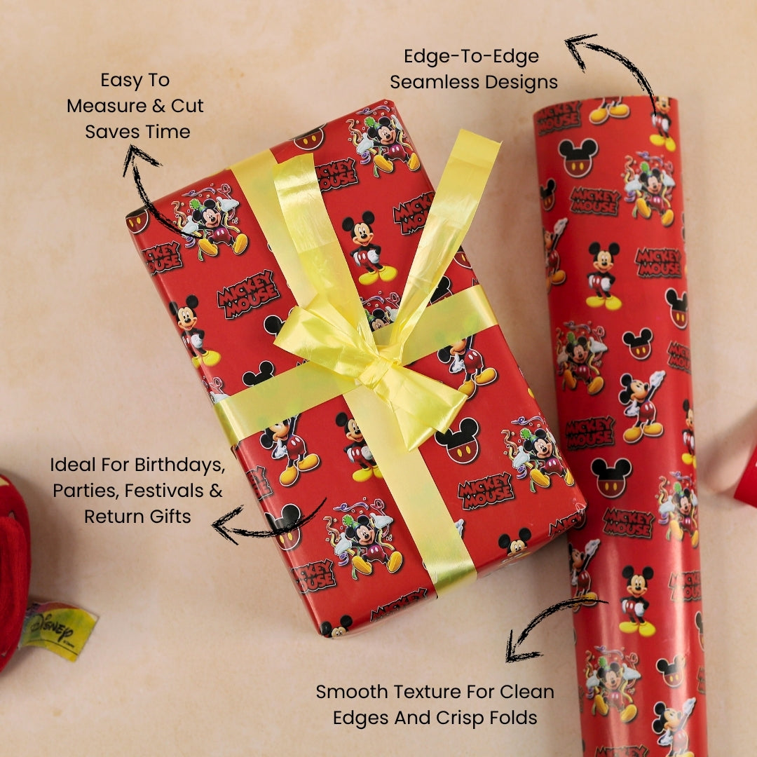 Mickey Mouse Red-Themed Gift Wrapping Paper