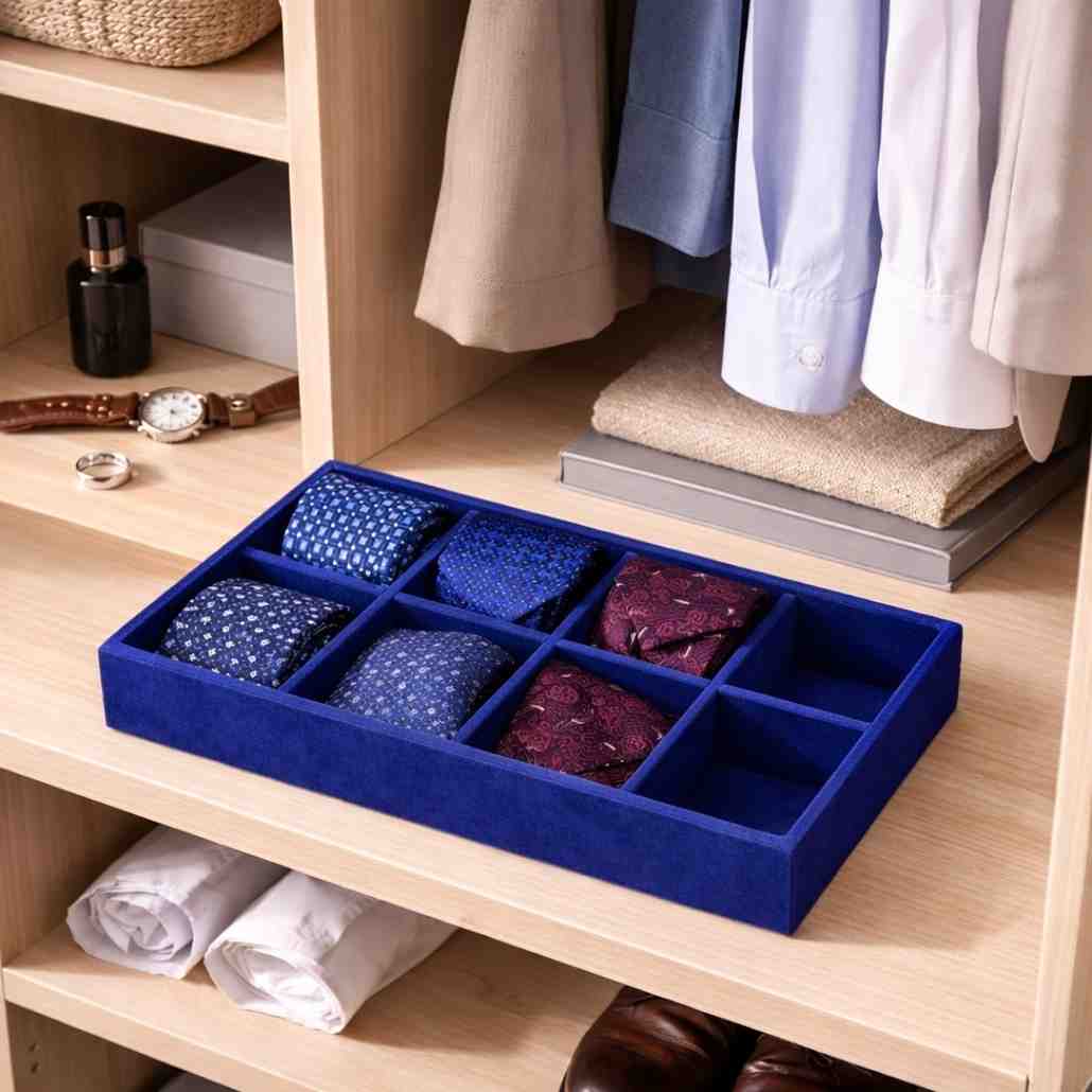 8 Slot Tie & Pocket Square Tray