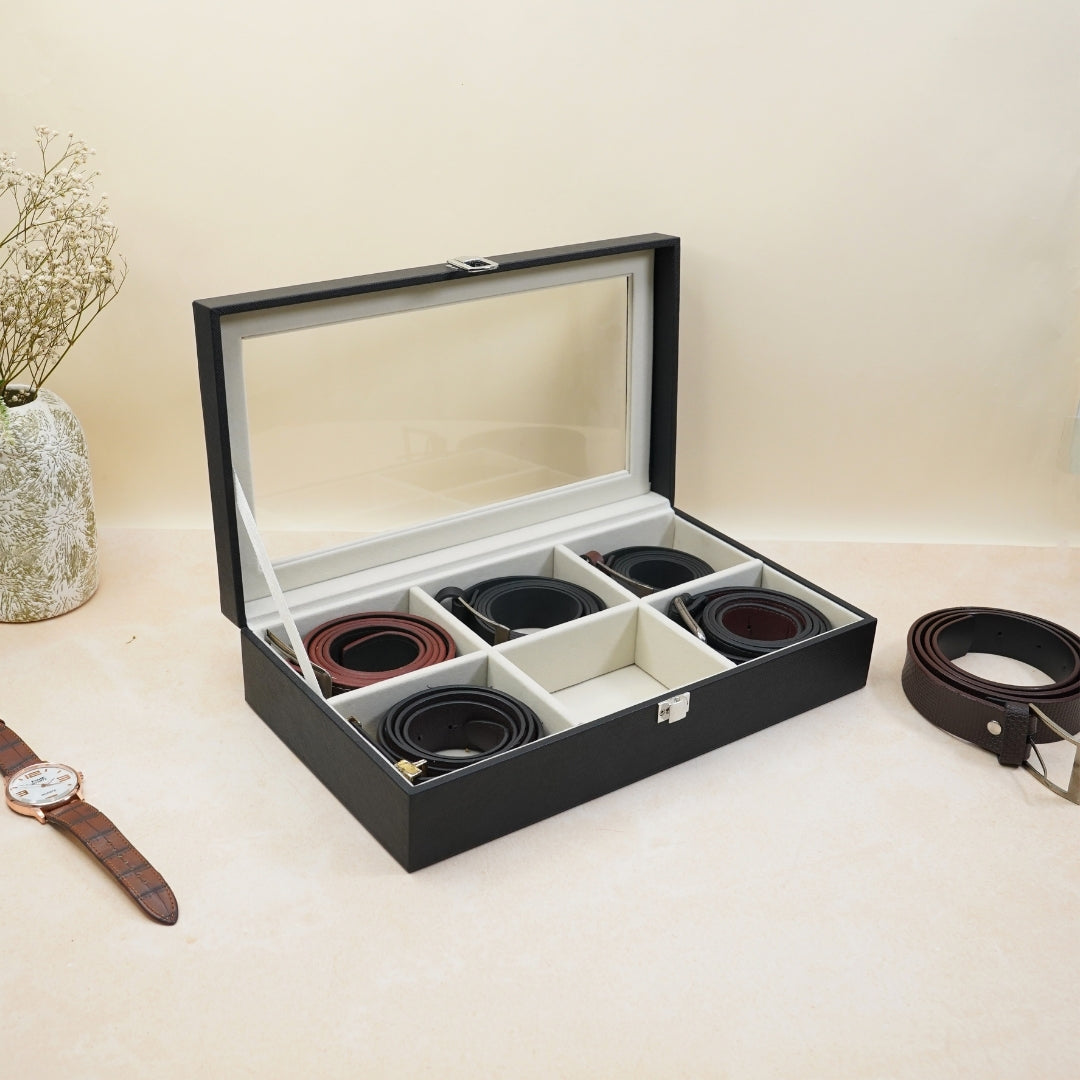 6 slot belt organiser - black