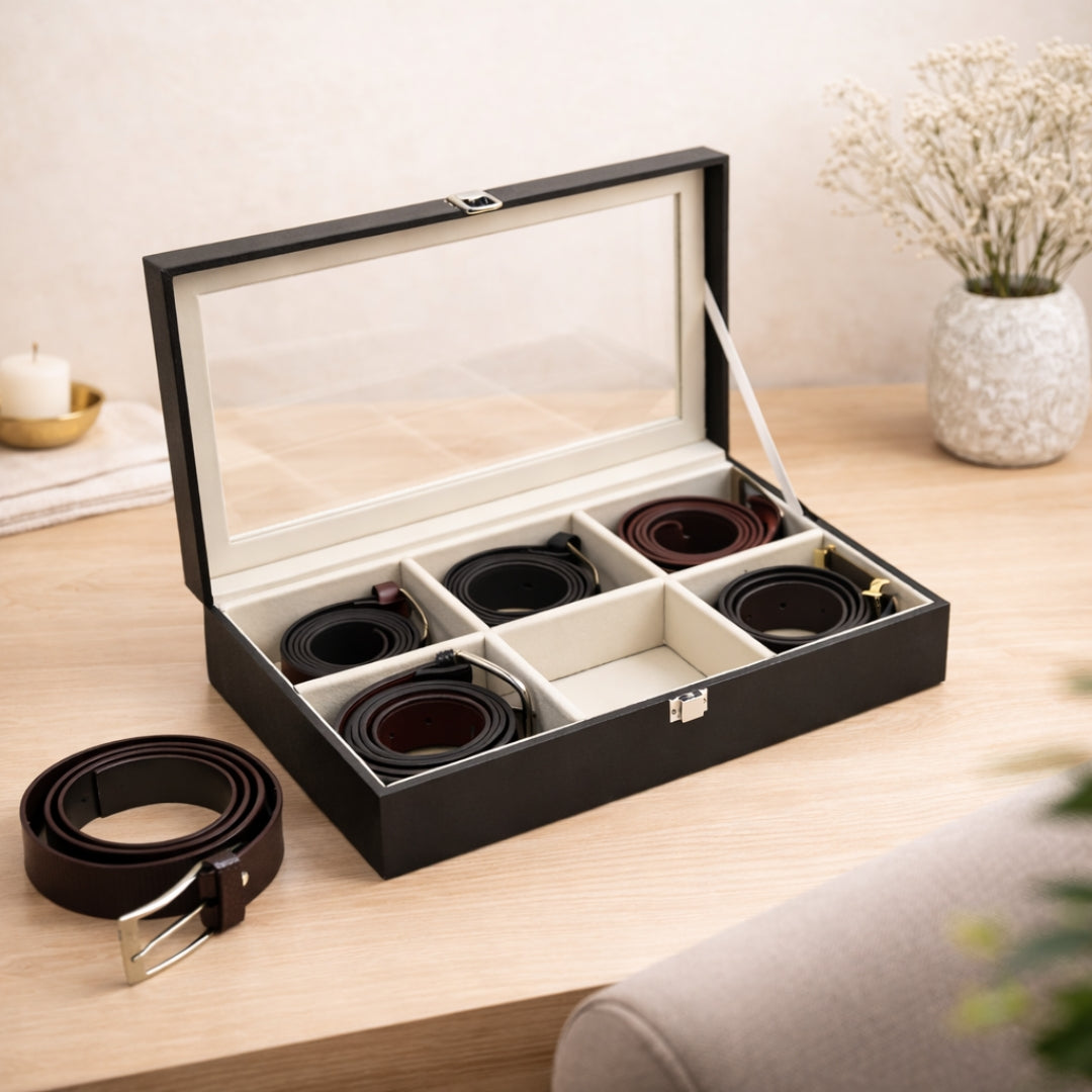 TBT Belt Organiser Box With Glass Top