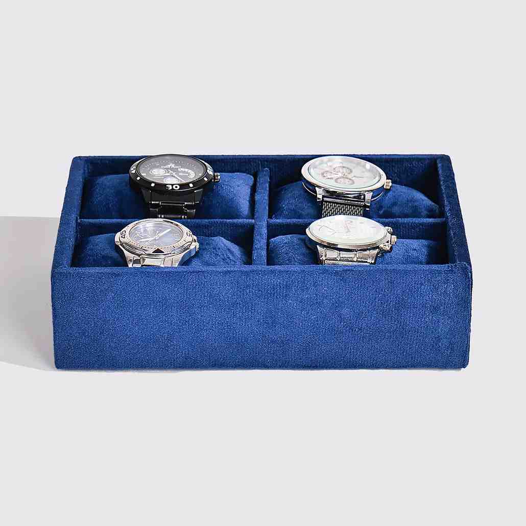 4 Slot Watch Tray Organiser for Drawer & Dresser – Premium Velvet Storage