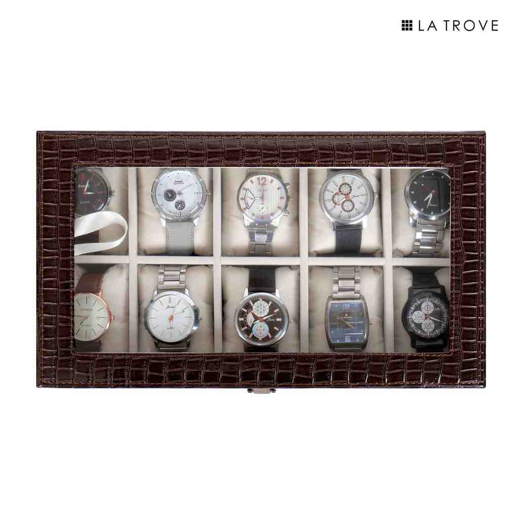 10 Slot Watch Box (With Glass Top)