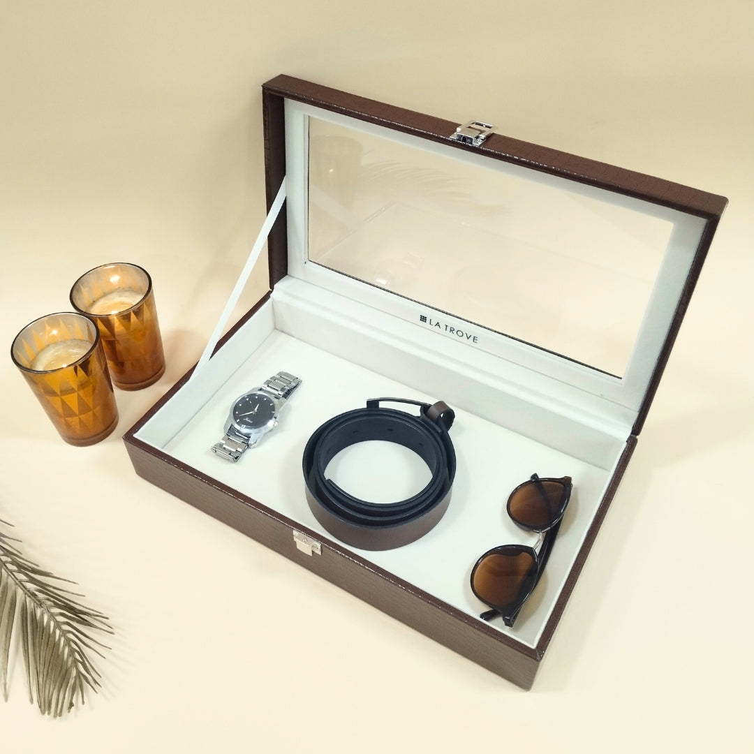 Plain Jewellery & Accessory Organiser Box with Glass Lid