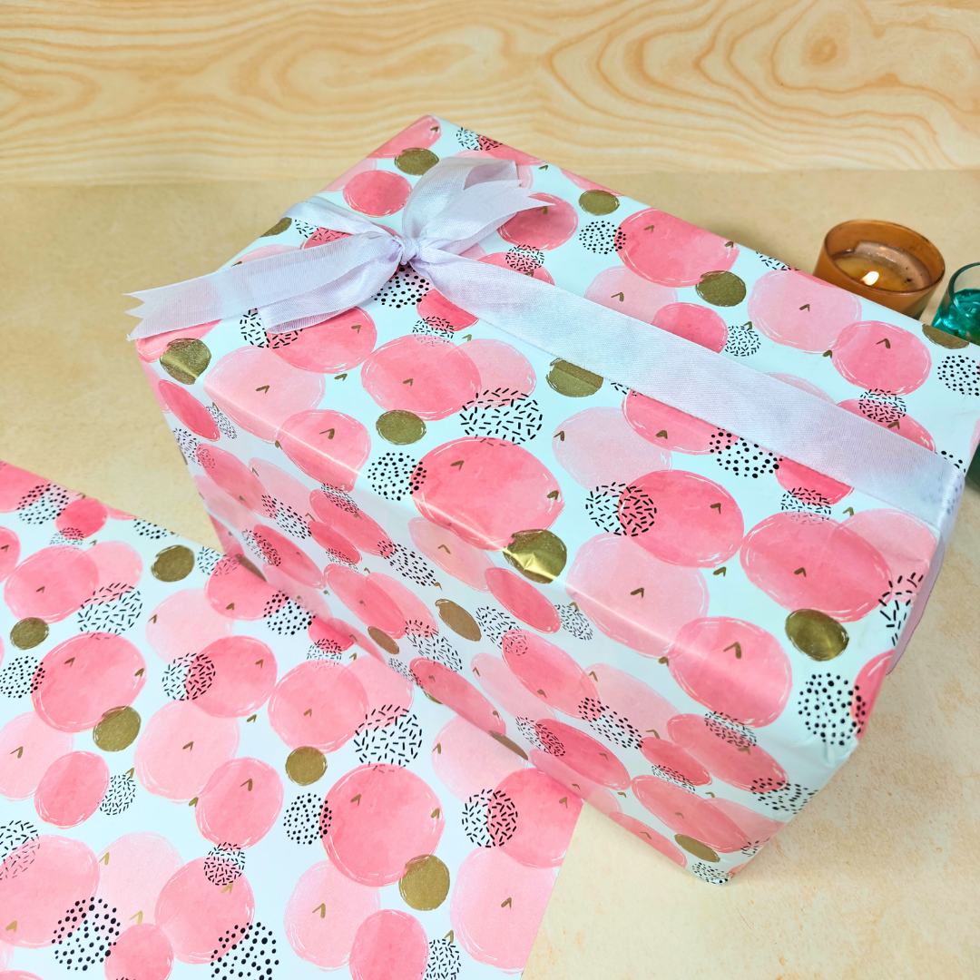 Pink Bubbles Packing Paper